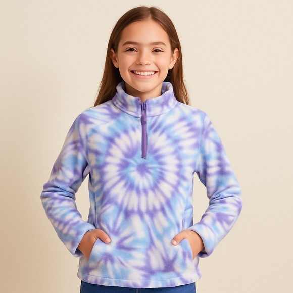 NWT btween Girls’ Tie-Dye Fleece Pullover 8 - Picture 1 of 11